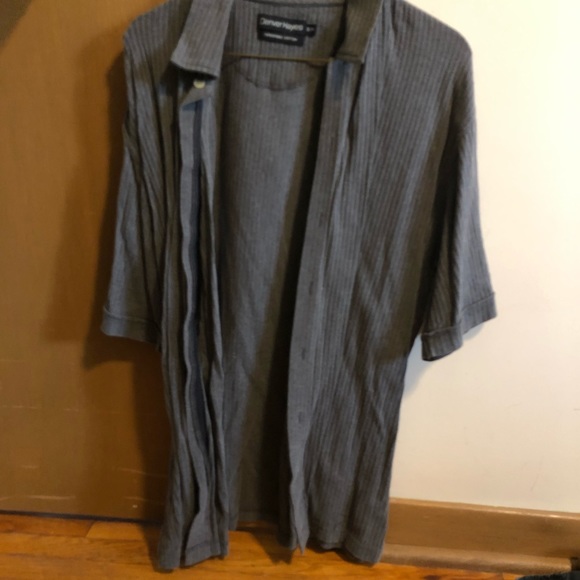 Denver Hayes grey cotton shirt, ribbed texture - Picture 2 of 2